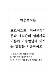 아동복지론_프로이트의 정신분석이론과 에릭슨의 심리사회이론이 아동발달에 미치는 영향을 기술하시오.