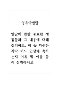 영유아발달_발달에 관한 중요한 쟁점들과 그 내용에 대해 정리하고, 이 중 자신은 각각 어느 입장에 속하는지 이유 및 예를 들어 설명하시오. (1)