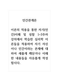 인간관계론_이론의 적용을 통한 자기(인간)이해 및 성찰 1~3주차 강의에서 학습한 심리학 이론들을 적용하여 자기 자신이나 인간이라는 존재에 대하여 새롭게 깨닫거나 이해한 내용들을 자유롭게 작성합시다.