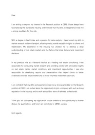 CBRE 리서치 직무 경력직 지원 영문 커버레터 자기소개서