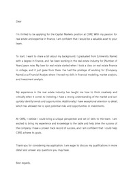 CBRE Capital Market 경력직 지원 영문 커버레터 자기소개서