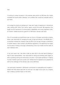 GM Korea 해외영업 직무 경력직 지원 영문 커버레터 자기소개서