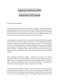 서강대학교 국제대학원(GSIS) 지원 SOP(Statement of Purpose). International Studies