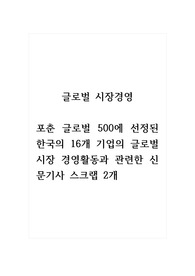 글로벌시장경영_포춘 글로벌 500에 선정된 한국의 16개 기업의 글로벌시장 경영활동과 관련한 신문기사 스크랩 2개