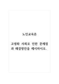 노인교육론_고령화 사회로 인한 문제점과 해결방안을 제시하시오.