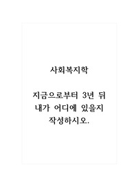 사회복지학_지금으로부터 3년 뒤 내가 어디에 있을지 작성하시오.
