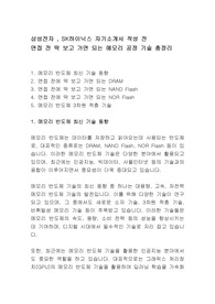 삼성전자, SK하이닉스 메모리 지원자들이 꼭 봐야할 핵심 요약 자료