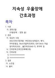 정신간호학 지속성우울장애 간호과정 2개, 문헌고찰. A+받은 자세히 작성된 자료입니다!