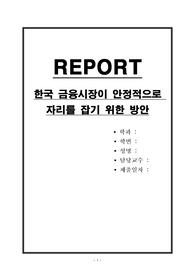 한국 금융시장이 안정적으로 자리를 잡기 위한 방안