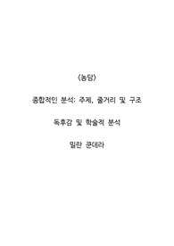 <농담>  종합적인 분석_주제, 줄거리 및 구조  독후감 및 학술적 분석  밀란 쿤데라