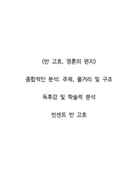 &lt;반 고흐, 영혼의 편지&gt;  종합적인 분석_주제, 줄거리 및 구조  독후감 및 학술적 분석  빈센트 반 고흐