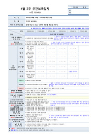 제4차 표준보육과정 보육일지 만2세, 4월2주,일지, 주안