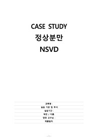[여성간호학실습 A+] 정상분만 케이스 NSVD CASE STUDY 간호진단 2개 간호과정 2개
