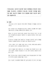 우리나라는 선거가 있으면 여러 언론에서 후보의 지지율을 조사하고, 공개하고 있는데, 이러한 지지율 발표에 대한 자신의 견해와 조사 방법에 대한 자신의 생각을 서술하시오
