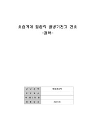 결핵의 발병기전과 간호 요약정리, 병태생리, 성인간호, 질병