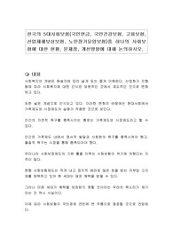 한국의 5대사회보험(국민연금, 국민건강보험, 고용보험, 산업재해보상보험, 노인장기요양보험)중 하나의 사회보험에 대한 현황, 문제점, 개선방향에 대해 논의하시오.