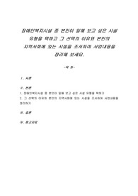 장애인복지시설 중 본인이 일해 보고 싶은 시설 유형을 택하고 그 선택의 이유와 본인의 지역사회에 있는 시설을 조사하여 사업내용을 정리해 보세요.