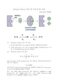 Michaelis-Menten 식의 기본 가정 및 풀이과정