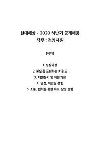 현대해상 2020 하반기 공개채용 자기소개서(경영관리)