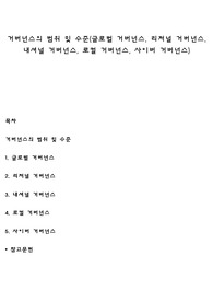 거버넌스의 범위 및 수준(글로벌 거버넌스, 리저널 거버넌스, 내셔널 거버넌스, 로컬 거버넌스, 사이버 거버넌스)