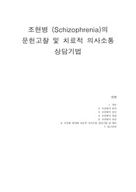 조현병의 문헌고찰 및 치료적 의사소통 상담기법