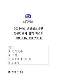 [2024년 대비] 2023년 은평성모병원 신규간호사(졸업예정자) 서류 합격 자기소개서 및 합격스펙 (합격인증0)