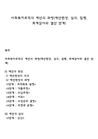 사회복지조직의 예산의 과정(예산편성, 심의, 집행, 회계감사와 결산 단계)