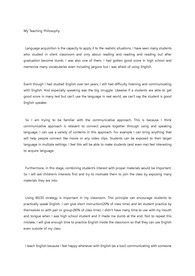 My Teaching Philosophy 영어를 가르칠 때의 마음가짐과 가치관에 대한 영문서술 (Arizona Tesol 통과자료)