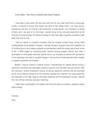 독일 막스플랑크 연구소 학부인턴십 합격 자소서(Cover letter)