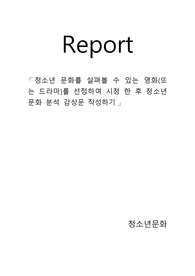 청소년 문화를 살펴볼 수 있는 영화(또는 드라마)를 선정하여 시청 한 후 청소년 문화 분석 감상문 작성하기