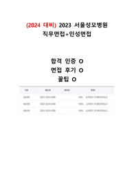 (2024 대비)2023 서울성모 최합자의 직무+인성면접 후기,꿀팁,합격인증