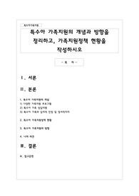 특수아 가족지원의 개념과 방향을 정리하고 가족지원정책 현황을 작성하시오