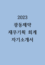 2023 광동제약 재무기획 회계 자기소개서
