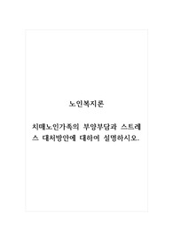 노인복지론_치매노인가족의 부양부담과 스트레스 대처방안에 대하여 설명하시오.