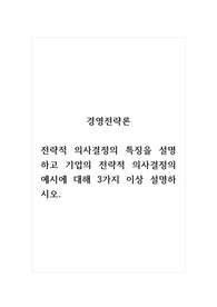 경영전략론_전략적 의사결정의 특징을 설명하고 기업의 전략적 의사결정의 예시에 대해 3가지 이상 설명하시오. (2)