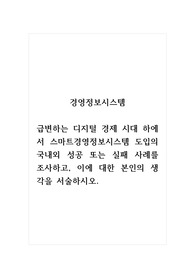경영정보시스템_급변하는 디지털 경제 시대 하에서 스마트경영정보시스템 도입의 국내외 성공 또는 실패 사례를 조사하고, 이에 대한 본인의 생각을 서술하시오.