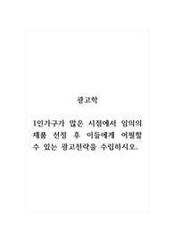 광고학_1인가구가 많은 시점에서 임의의 제품 선정 후 이들에게 어필할 수 있는 광고전략을 수립하시오.