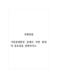 국제경영_기업경영환경 중에서 자연 환경의 중요성을 설명하시오.