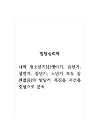 발달심리학_나의 청소년기(신생아기, 유년기, 성인기, 중년기, 노년기 모두 상관없음)의 발달적 특징을 사건을 중심으로 분석