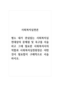 사회복지실천론_평소 내가 관심있는 사회복지실천대상의 문제점 및 욕구를 서술하고 그에 필요한 사회복지사의 역할과 사회복지실천현장은 어떤 것이 필요할지 구체적으로 서술하시오.