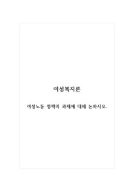 여성복지론_여성노동 정책의 과제에 대해 논하시오.