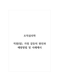 조직심리학_직장(일), 가정 갈등의 원인과 예방방법 및 사례제시