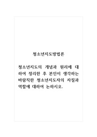 청소년지도방법론_청소년지도의 개념과 원리에 대하여 정리한 후 본인이 생각하는 바람직한 청소년지도자의 자질과 역할에 대하여 논하시오.