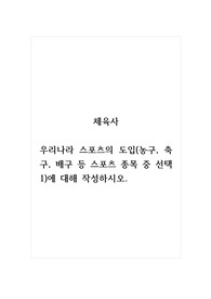 체육사_우리나라 스포츠의 도입(농구, 축구, 배구 등 스포츠 종목 중 선택 1)에 대해 작성하시오.