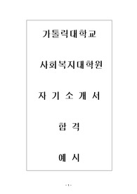 가톨릭대학교 사회복지대학원(야간) 석사 자기소개서, 학업계획서 합계 예시 샘플
