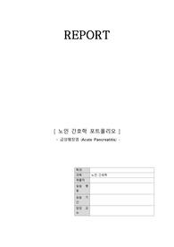 노인 간호학 포트폴리오 급성췌장염 (A+)  (표본으로 활용된 자료입니다)