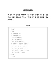 복지국가의 정의를 바탕으로 복지국가의 유형 세 가지를 기술하고, 그를 바탕으로 국가와 가족의 관계에 대한 쟁점을 서술하시오.