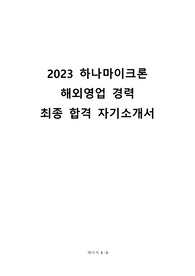 2023년 하나마이크론 해외영업 최종합격 자기소개서