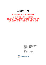 &#039;낯선 환경에 대한 불안, 망상과 관련된 비효과적 대처&#039; 케이스