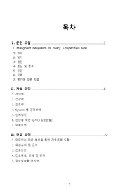 모성간호실습 난소암 CASESTUDY(케이스스터디) 간호진단 3개 간호과정 1개